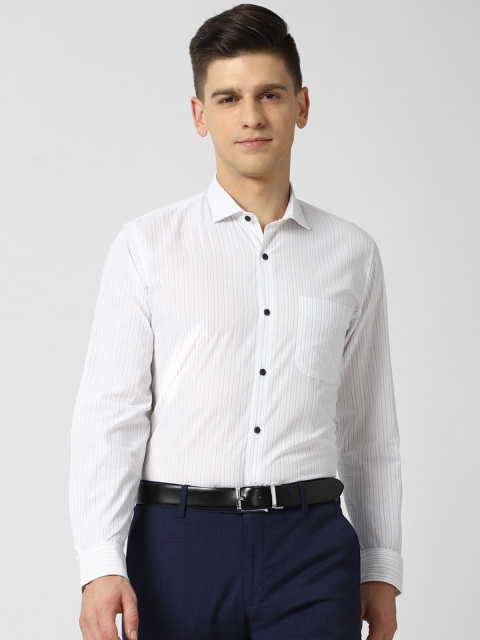 

Peter England Men White Slim Fit Opaque Vertical Striped Formal Shirt