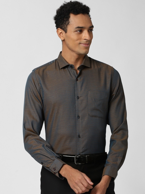 

Peter England Men Brown Slim Fit Opaque Pure Cotton Formal Shirt