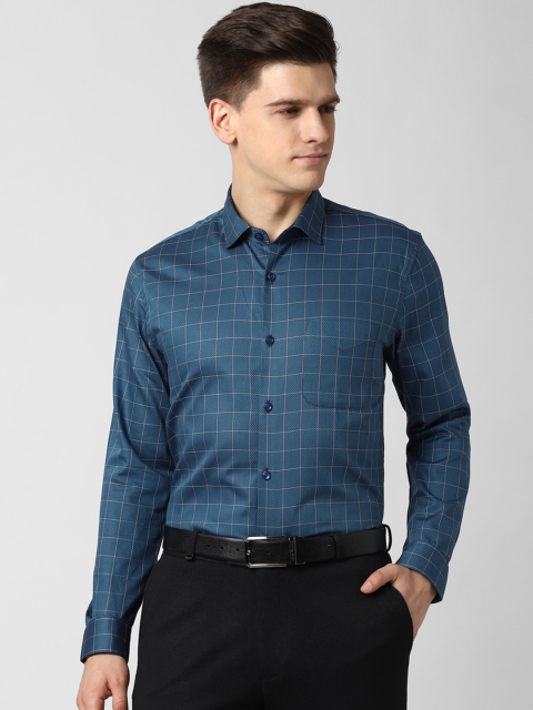 

Peter England Elite Men Teal Slim Fit Opaque Checked Formal Shirt