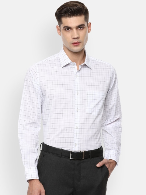 

Van Heusen Men White Grid Tattersall Checks Opaque Checked Formal Shirt