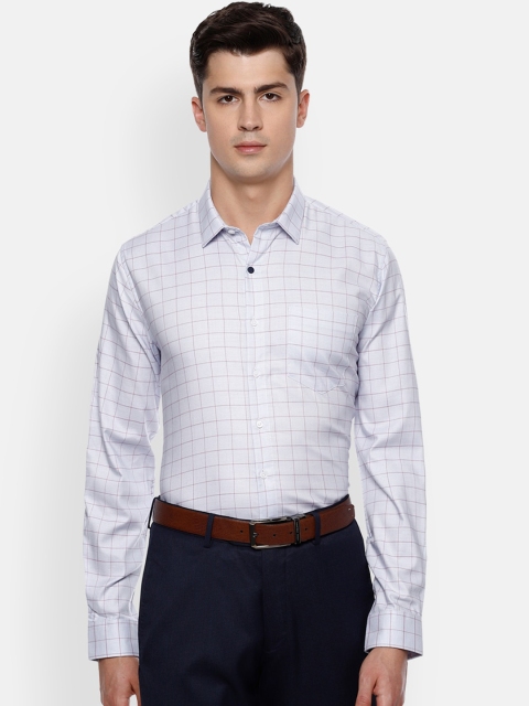 

Van Heusen Men Blue Slim Fit Grid Tattersall Checks Opaque Checked Formal Shirt