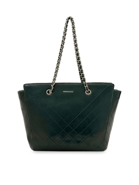 

MIRAGGIO Green Structured Shoulder Bag with Quilted