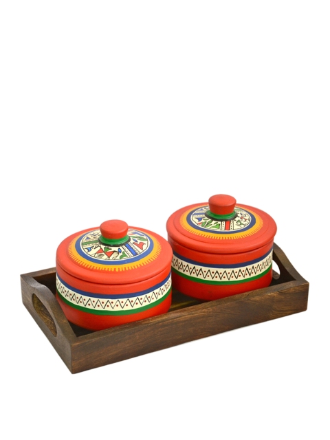 

ExclusiveLane Set of 2 Multicoloured Hand-Painted Multipurpose Storage Boxes, Multi