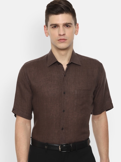 

Van Heusen Men Brown Opaque Pure Linen Formal Shirt