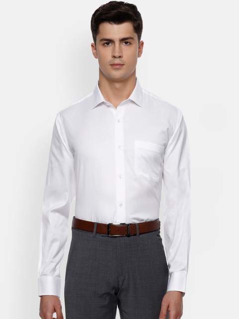 

Van Heusen Men White Opaque Self Design Pure Cotton Formal Shirt