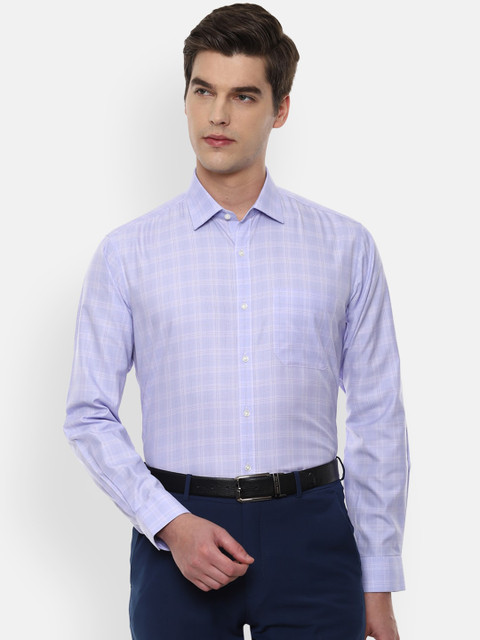 

Van Heusen Men Purple Opaque Checked Formal Shirt