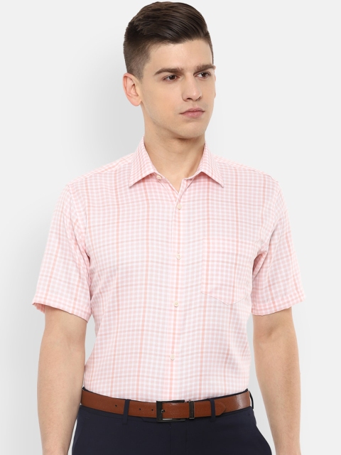 

Van Heusen Men Pink Micro Checks Opaque Checked Cotton Formal Shirt