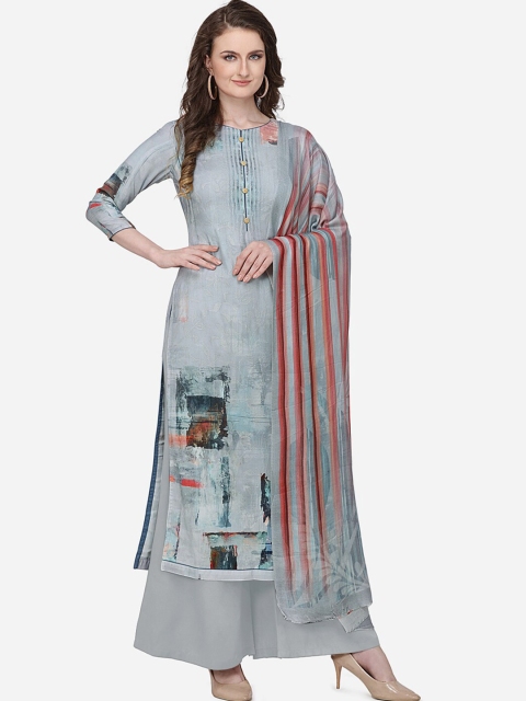 

Stylee LIFESTYLE Women Grey Pashmina Printed Dress Material