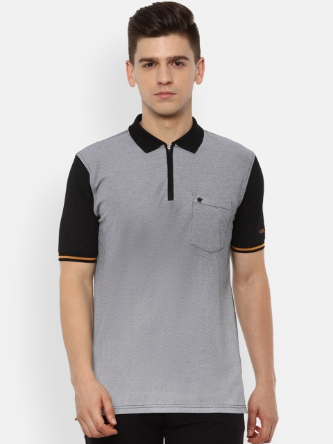 

Louis Philippe Men Grey Polo Collar Pockets T-shirt
