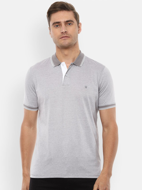

Louis Philippe Men Grey Polo Collar T-shirt