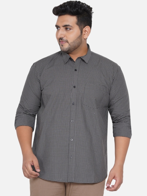 

John Pride Men Brown Micro Checks Opaque Checked Casual Shirt
