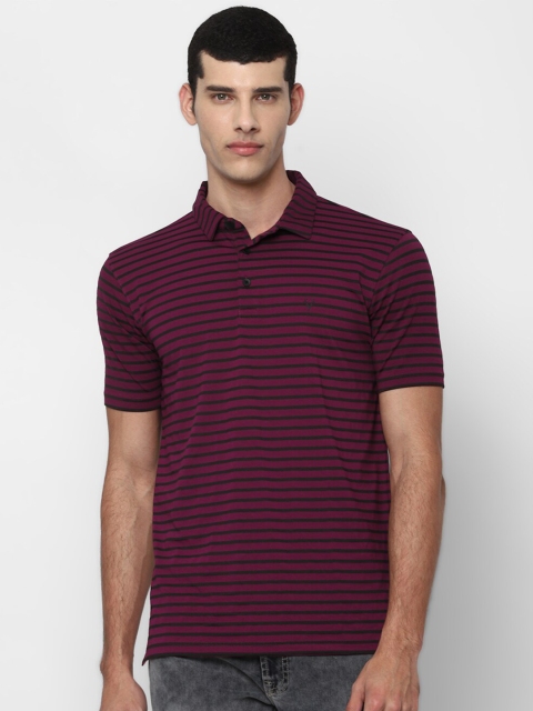 

Allen Solly Men Maroon Striped Polo Collar T-shirt