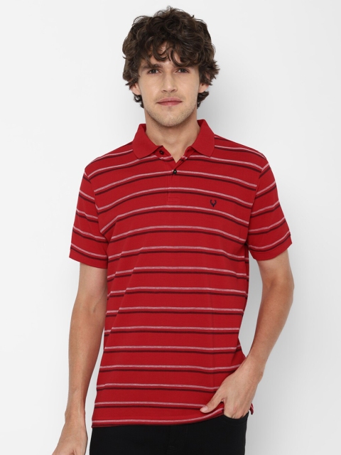 

Allen Solly Men Red Striped Polo Collar T-shirt