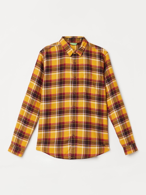 

Bossini Boys Yellow Tartan Checks Opaque Checked Casual Shirt