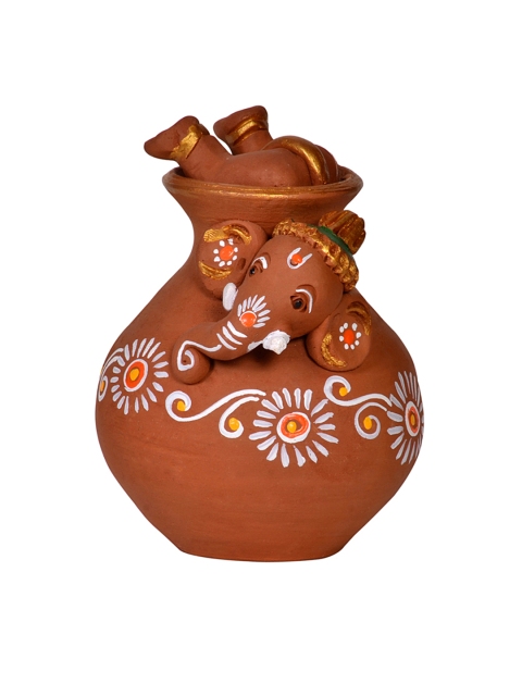 

EXclusiveLane Brown Terracotta Ganesha Idol Showpiece
