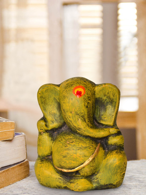 

EXclusiveLane Yellow Terracotta Ganesha Idol Showpiece