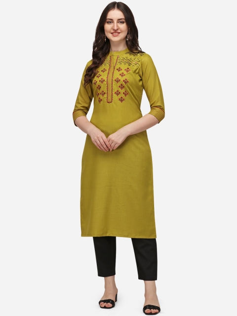 

Florence Women Green Embroidered Regular Pure Cotton Kurta with Trousers