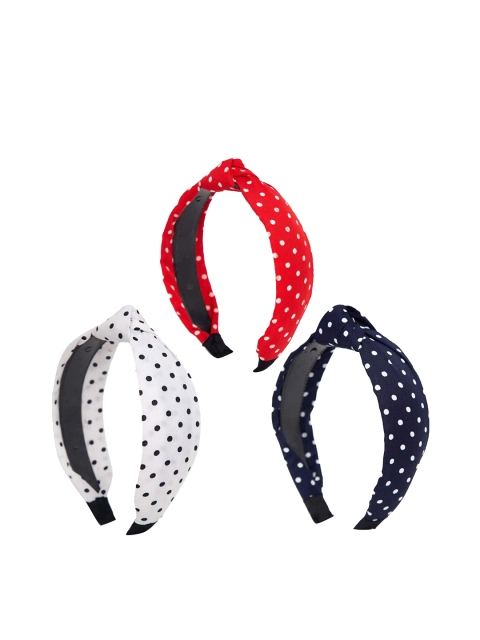 

MARC LOUIS Women Red & Navy Blue Set of 3 Hairband