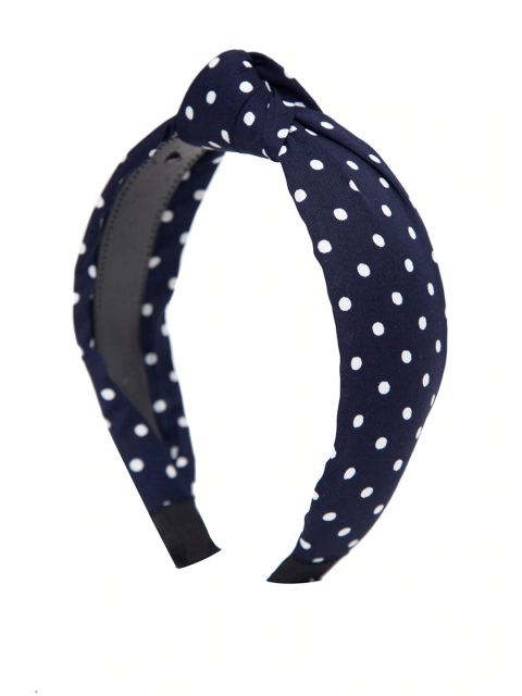 

MARC LOUIS Women Blue & White Polka Dot Printed Headband, Navy blue