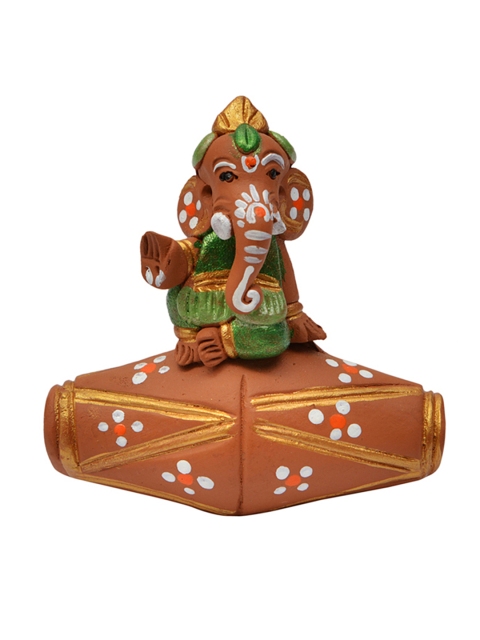 

EXclusiveLane Brown Terracotta Ganesha Idol Showpiece