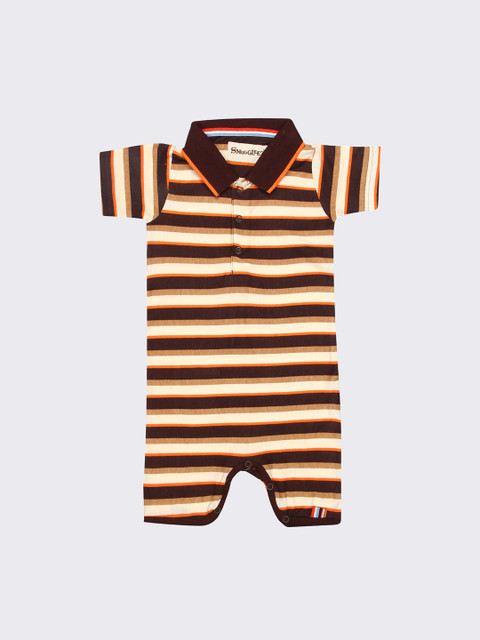 

SMUGGLERZ INC. Infant Boys Brown & Beige Striped Romper