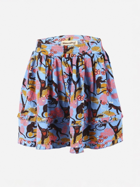 

SMUGGLERZ INC. Girls Blue Printed Layered Skirt