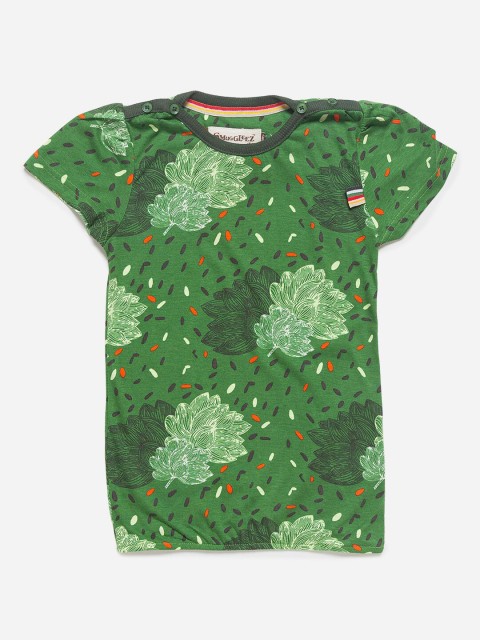 

SMUGGLERZ INC Green Floral Tropical Blouson Top