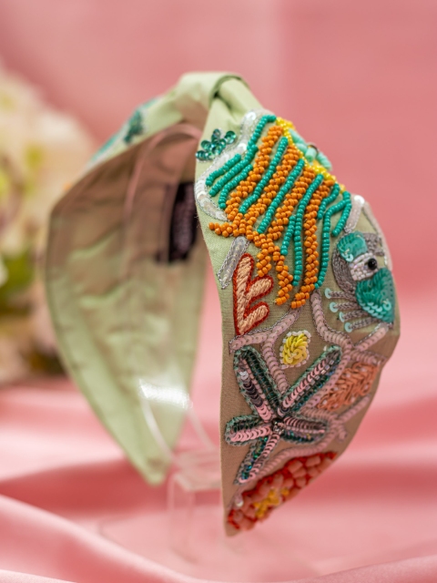

Bellofox Women Sea Green & Yellow Hairband