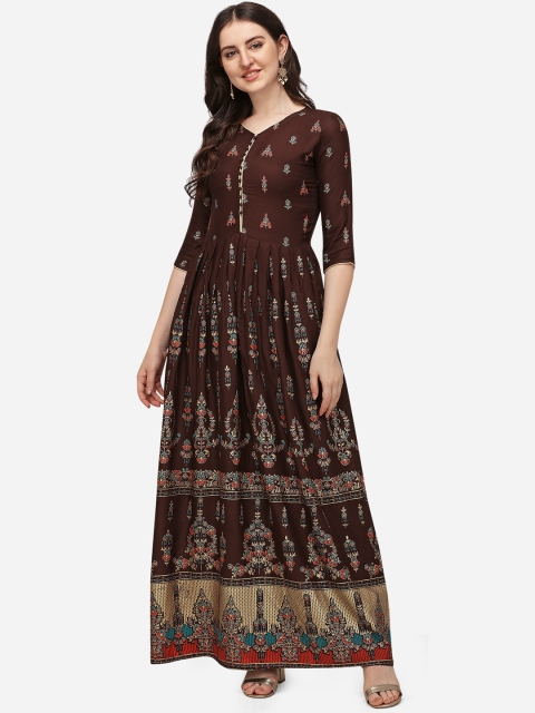 

Florence Women Brown Floral Print Anarkali Kurta