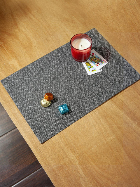

OBSESSIONS Set Of 6 Black & Grey Geometric Printed Table Mats