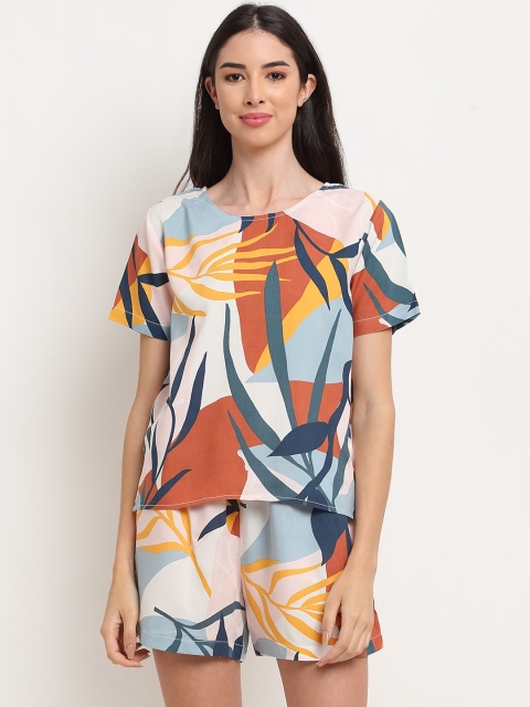

EROTISSCH Women White & Blue Printed Night suit