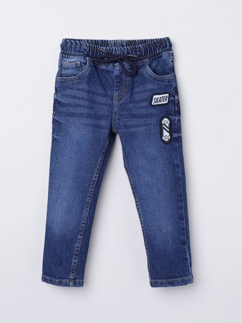 

max Boys Blue Light Fade Applique Jeans