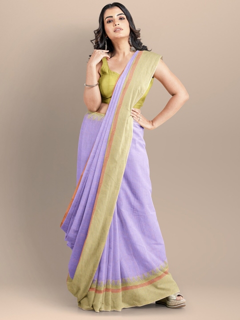 

BharatSthali Purple & Green Pure Cotton Maheshwari Saree
