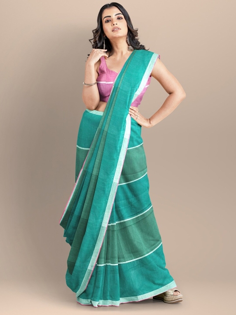 

BharatSthali Green & White Woven Design Silk Cotton Mangalagiri Saree