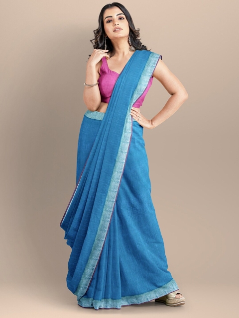 

BharatSthali Blue Pure Cotton Mangalagiri Saree