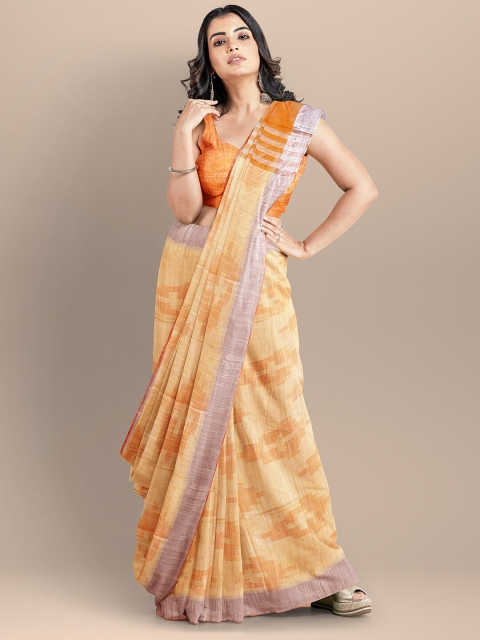 

BharatSthali Yellow Batik Pure Cotton Ikat Saree