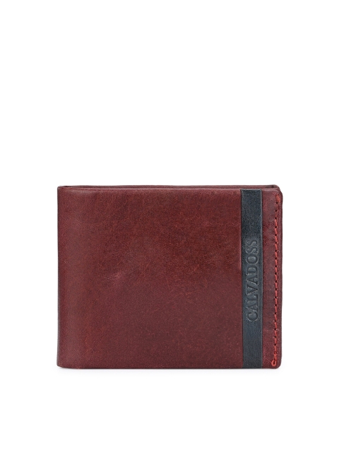 

Calvadoss Men Burgundy Genuine Leather Two Fold Wallet