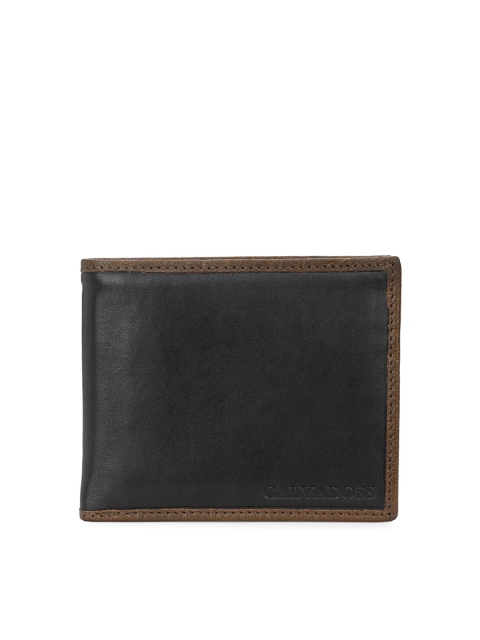 

Calvadoss Men Black & Olive Green Genuine Leather Two Fold Wallet