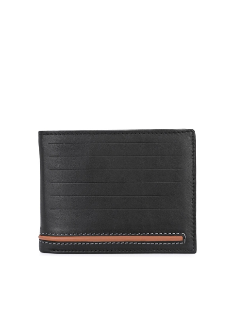 

Calvadoss Men Black Textured Leather Two Fold Wallet