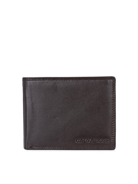 

Calvadoss Men Brown Leather Two Fold Wallet