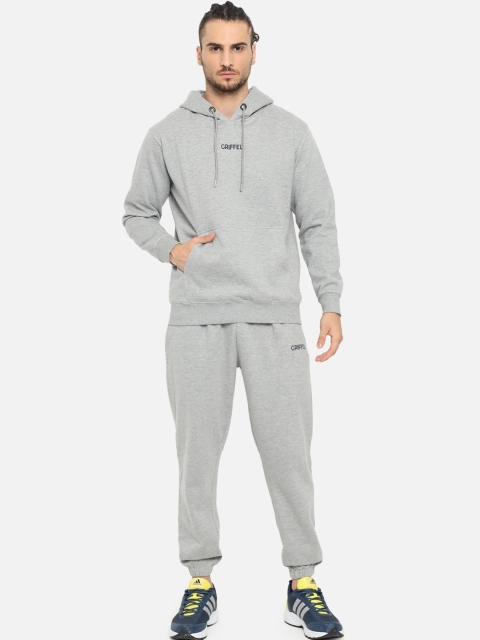 

GRIFFEL Men Grey Solid Cotton Tracksuit