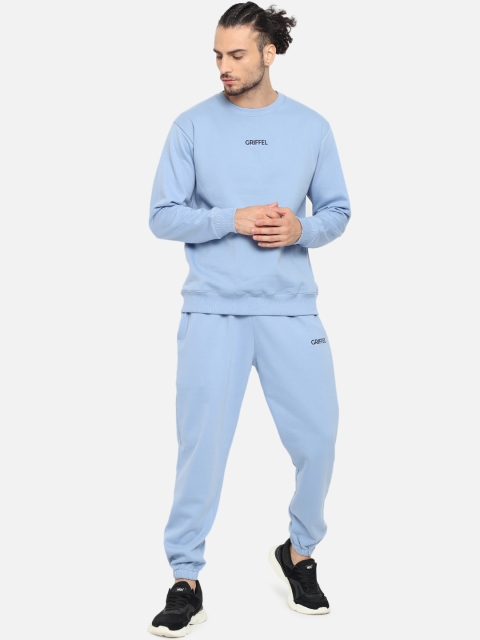

GRIFFEL Men Blue Solid Cotton Tracksuit