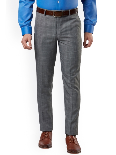 

Next Look Men Grey Checked Slim Fit Formal Trousers