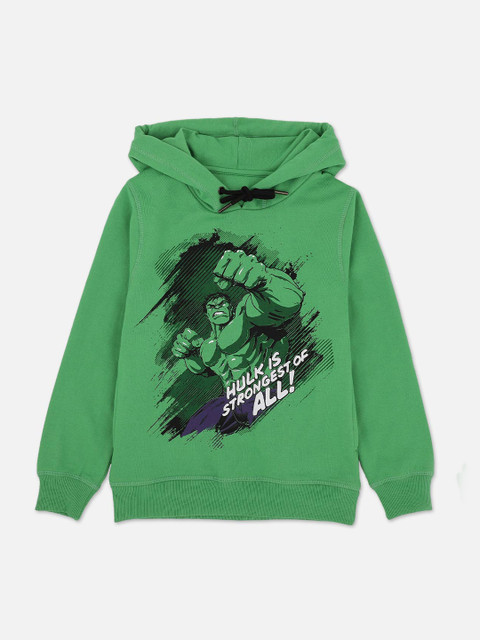 

Kids Ville Boys Green Hulk Printed Hooded Sweatshirt