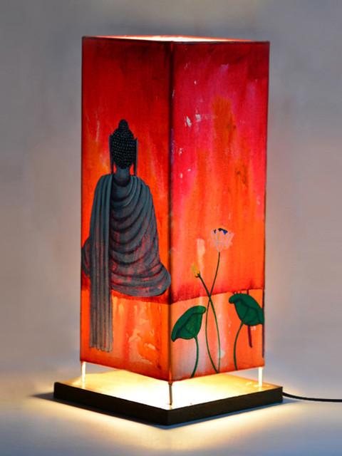 

ExclusiveLane Multicoloured Hand-Painted Canvas Square Lamp, Multi