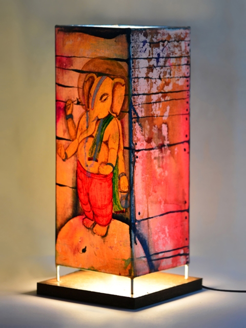 

ExclusiveLane Multicoloured Hand-Painted Canvas Square Lamp, Multi