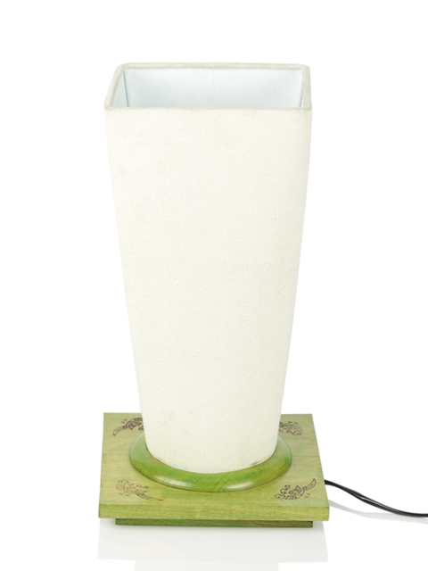 

ExclusiveLane Cream-Coloured & Green Handcrafted Sheesham Wooden Lamp