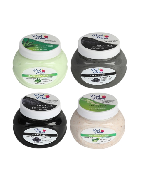 

Pink Plums Pack Of 4 Facial Kit, Multi