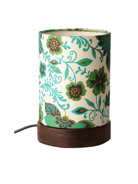 

ExclusiveLane Multicoloured Sheesham Wood Floral Print Lamp, Multi