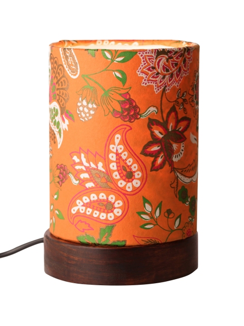 

ExclusiveLane Orange Hand-Painted Sheesham Wood Lamp